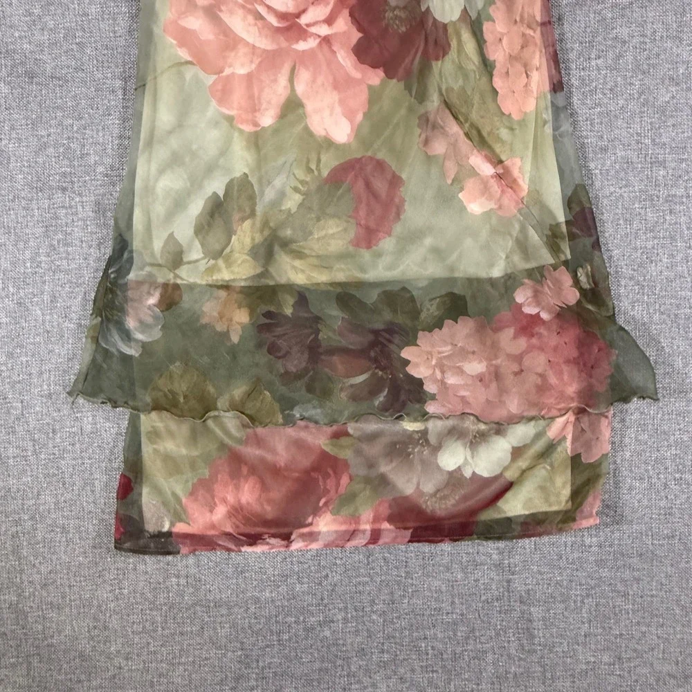 VTG Jeffrey & Dara Floral Dress Jacket Set Womens 6 Green Pink Fairycore Evening